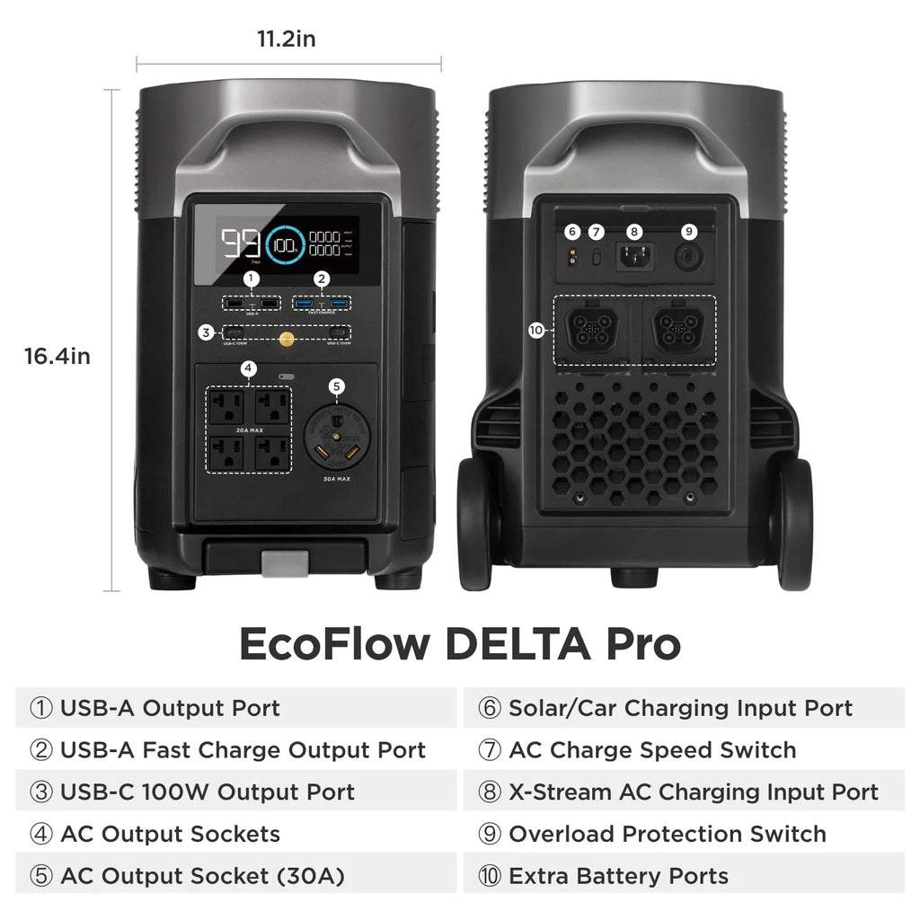 EcoFlow DELTA Pro Portable Power Station with EV X-Stream Adapter K429574