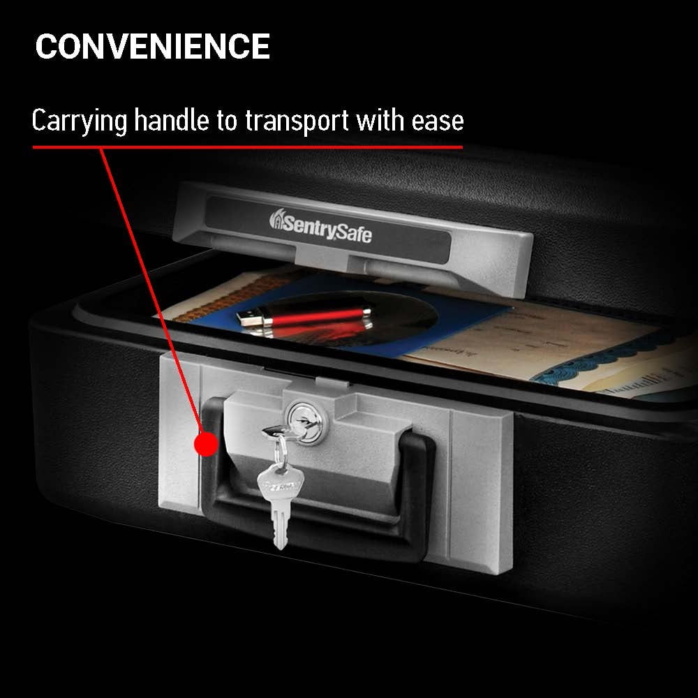 SentrySafe 1160 Fire-Resistant Box Safe with Key Lock, Black U9098