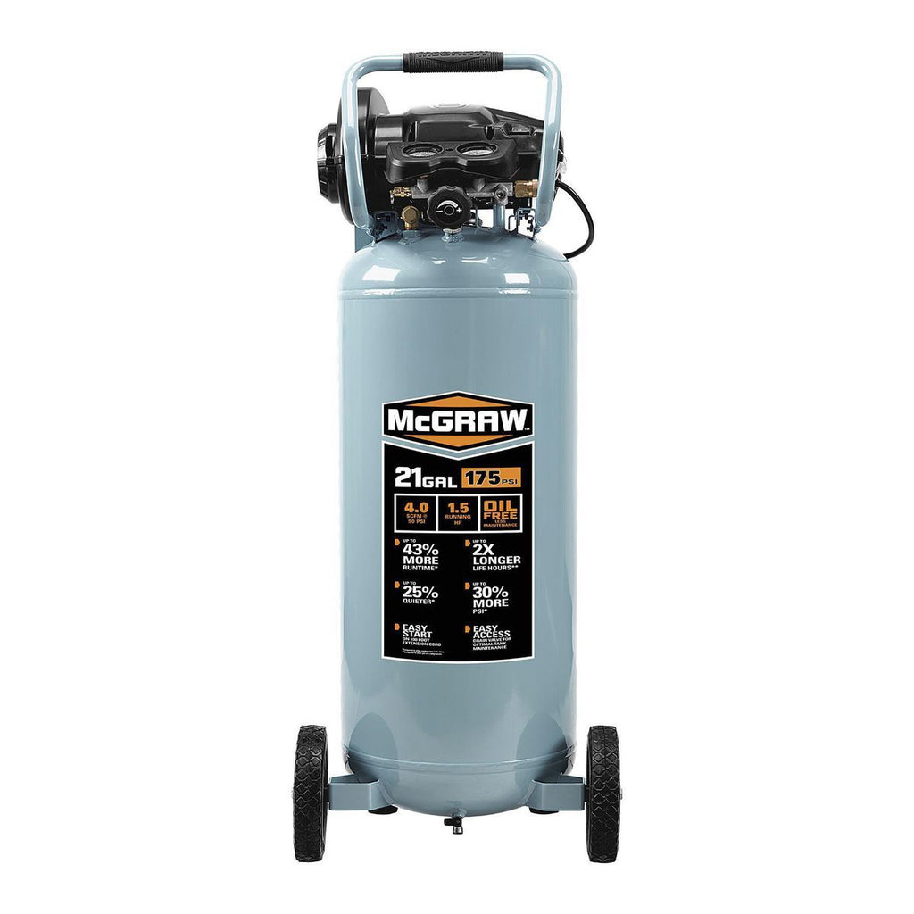 MCGRAW 21 Gallon 175 PSI Oil-Free Vertical Air Compressor J469210