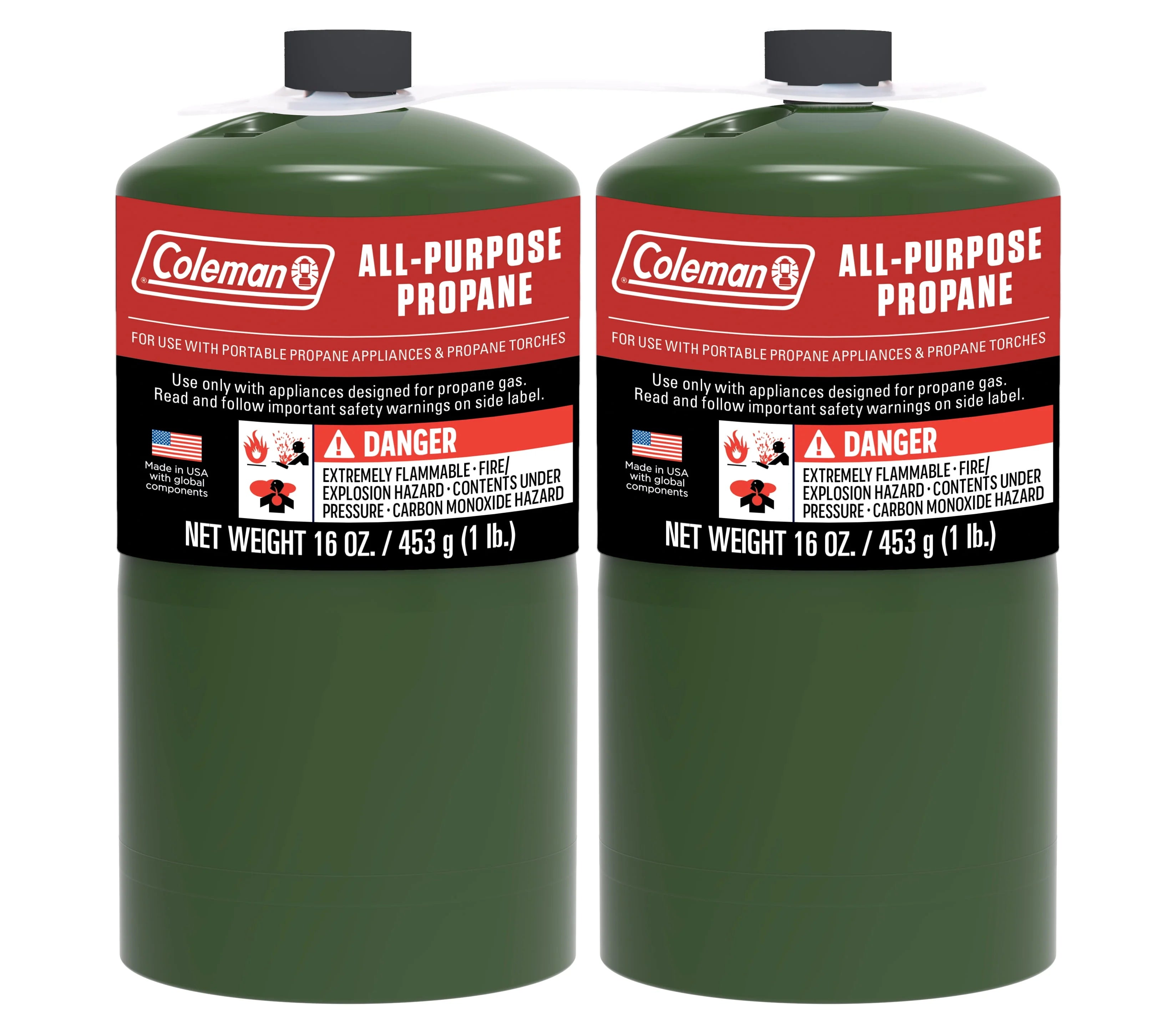 Coleman All-Purpose Propane Gas Cylinder, 16 oz, 2-Pack K943