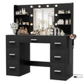 Furmax Vanity Desk with Mirror, LED Lights and Power Outlet, White O83814