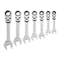 ICON Professional Stubby Flex Head SAE Ratcheting Combination Wrench Set, 7-Piece