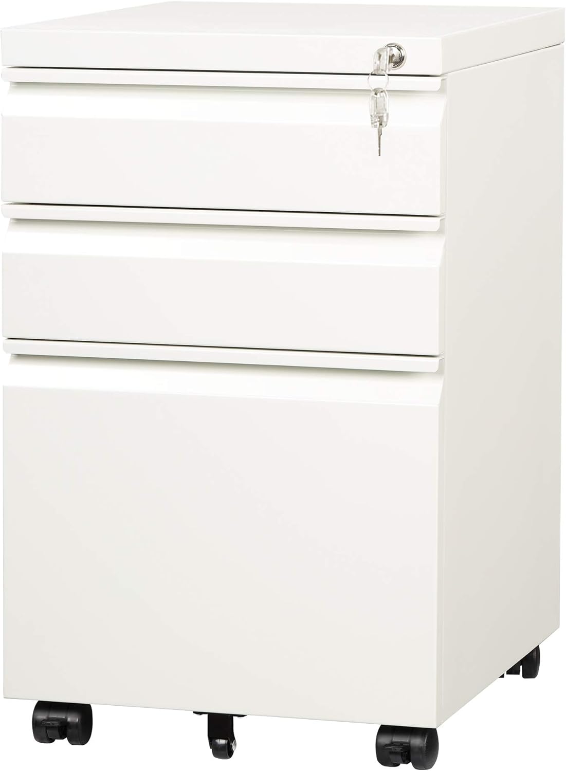 DEVAISE 3 Drawer Mobile File Cabinet Under Desk, White D9211