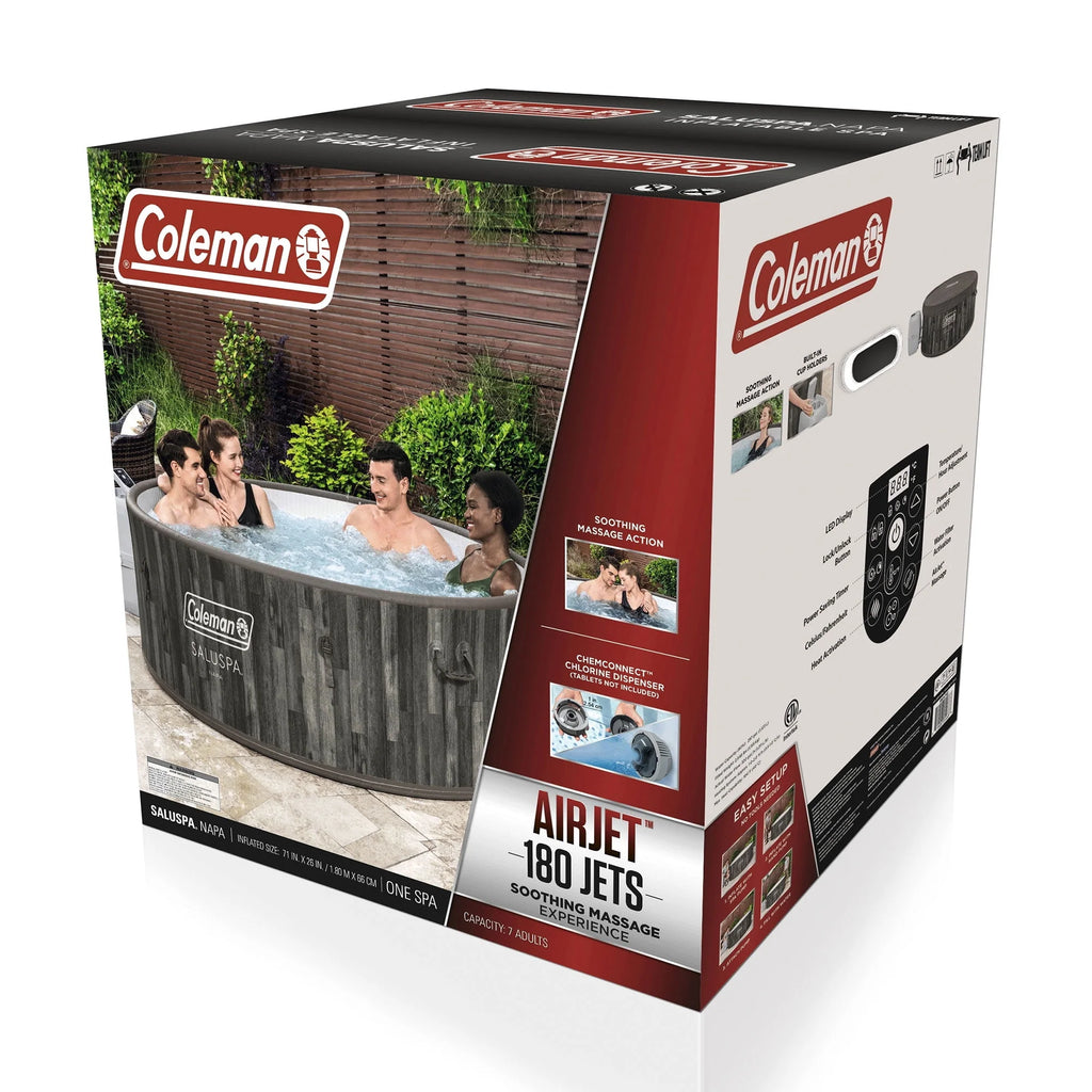 Coleman SaluSpa AirJet Inflatable Round Hot Tub, 60 Jets, Black D46266