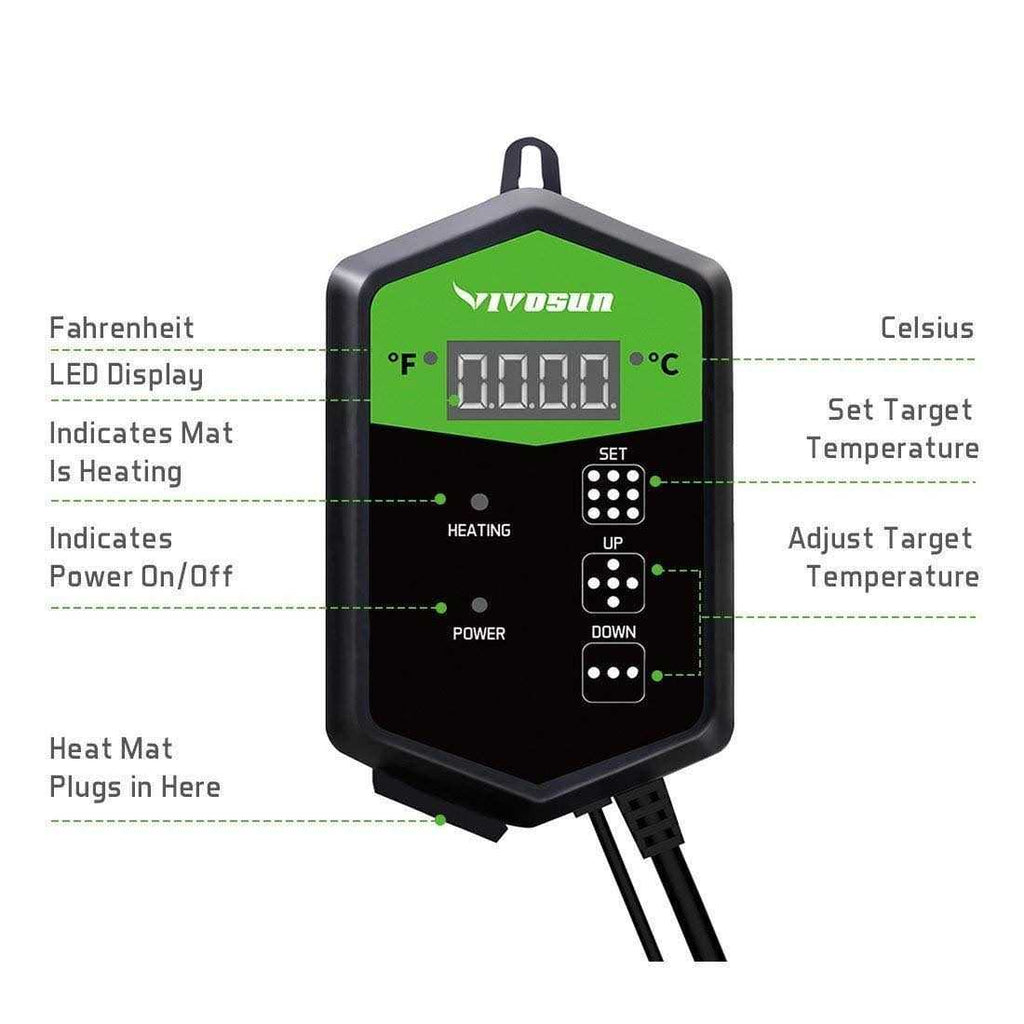 VIVOSUN Seedling Heat Mat with Digital Thermostat Combo Set D84218