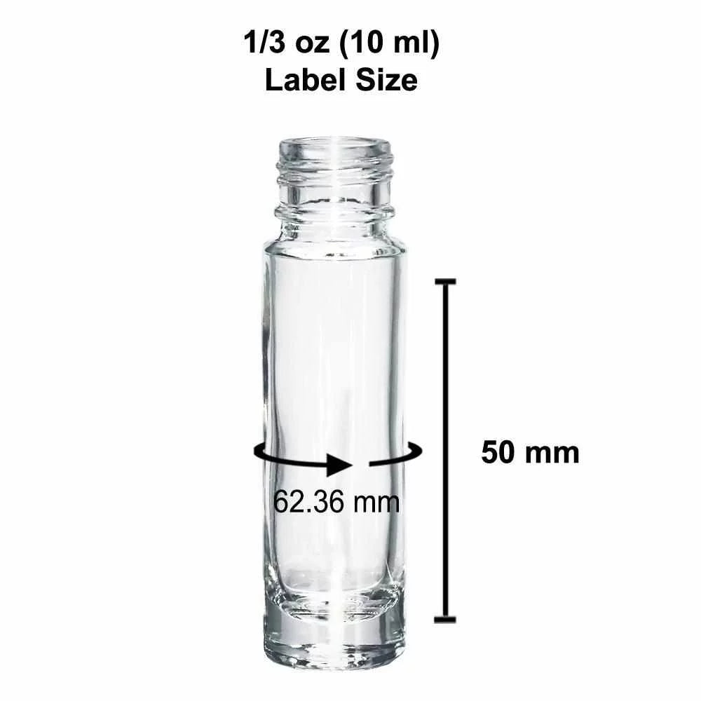 1/3 oz Clear Glass Roll-on Bottle with Black Cap L2864