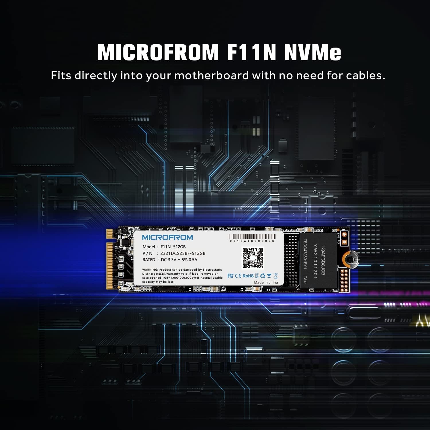 MICROFROM 512GB F11N M.2 NVMe PCIe Gen3x4 SSD Internal Solid State Drive (Pack of 2) I630