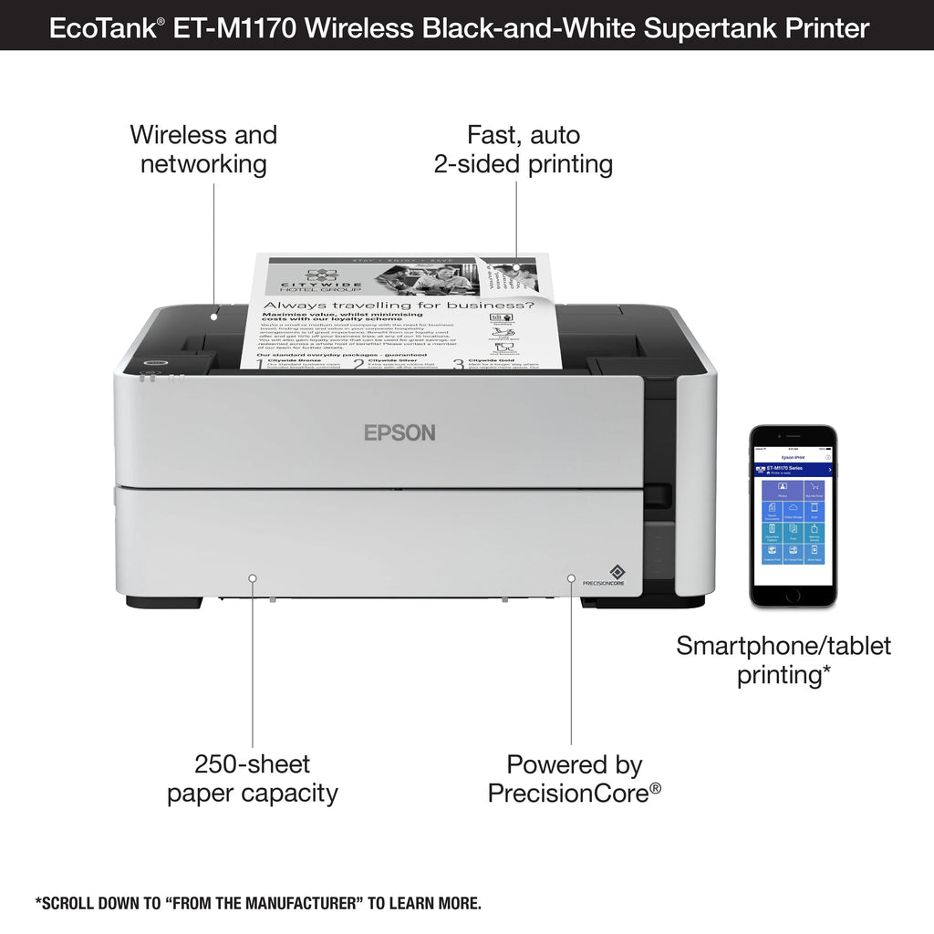 Epson EcoTank ET-M1170 Wireless Monochrome Supertank Printer Y449