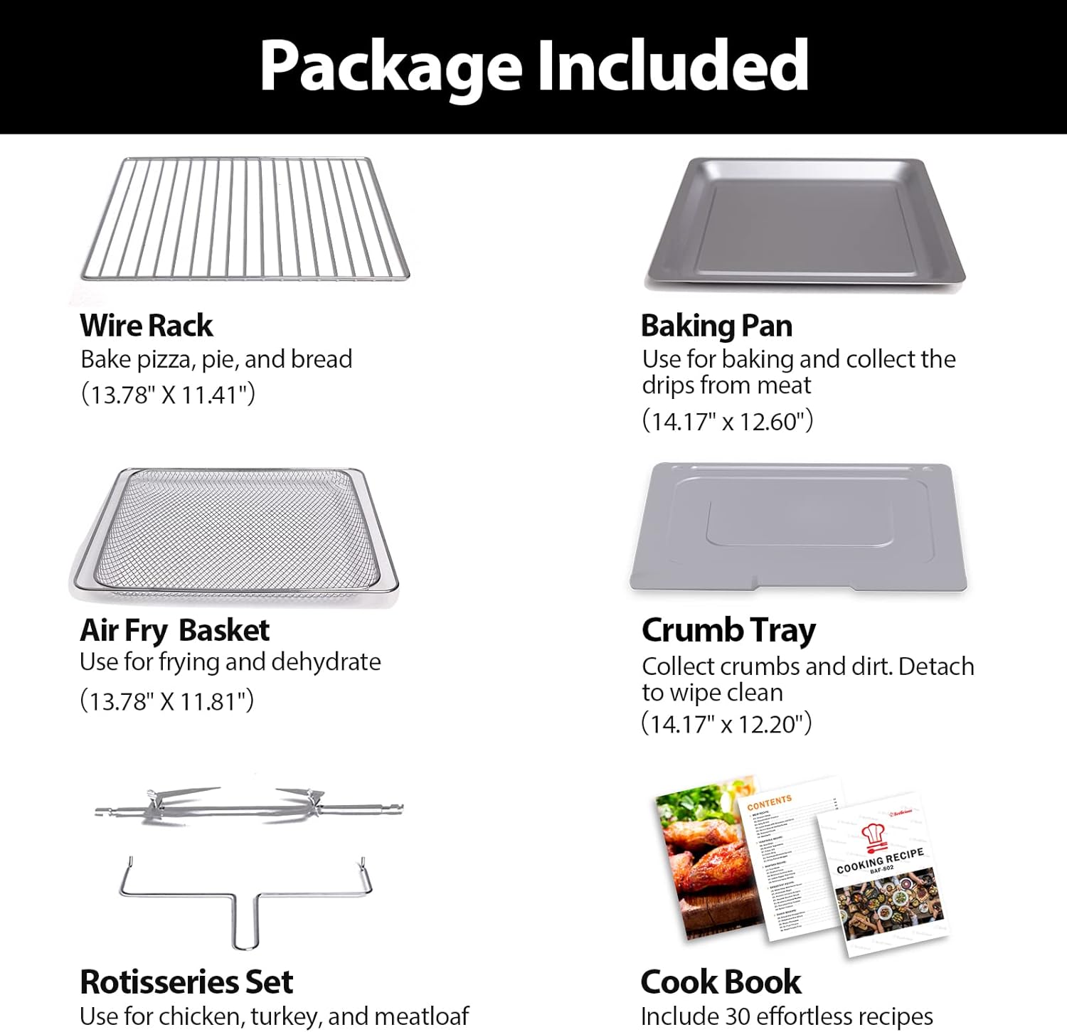 Beelicious Smart Oven Air Fryer, 32QT Extra Large Combo with Rotisserie and Dehydrator, Black F47198
