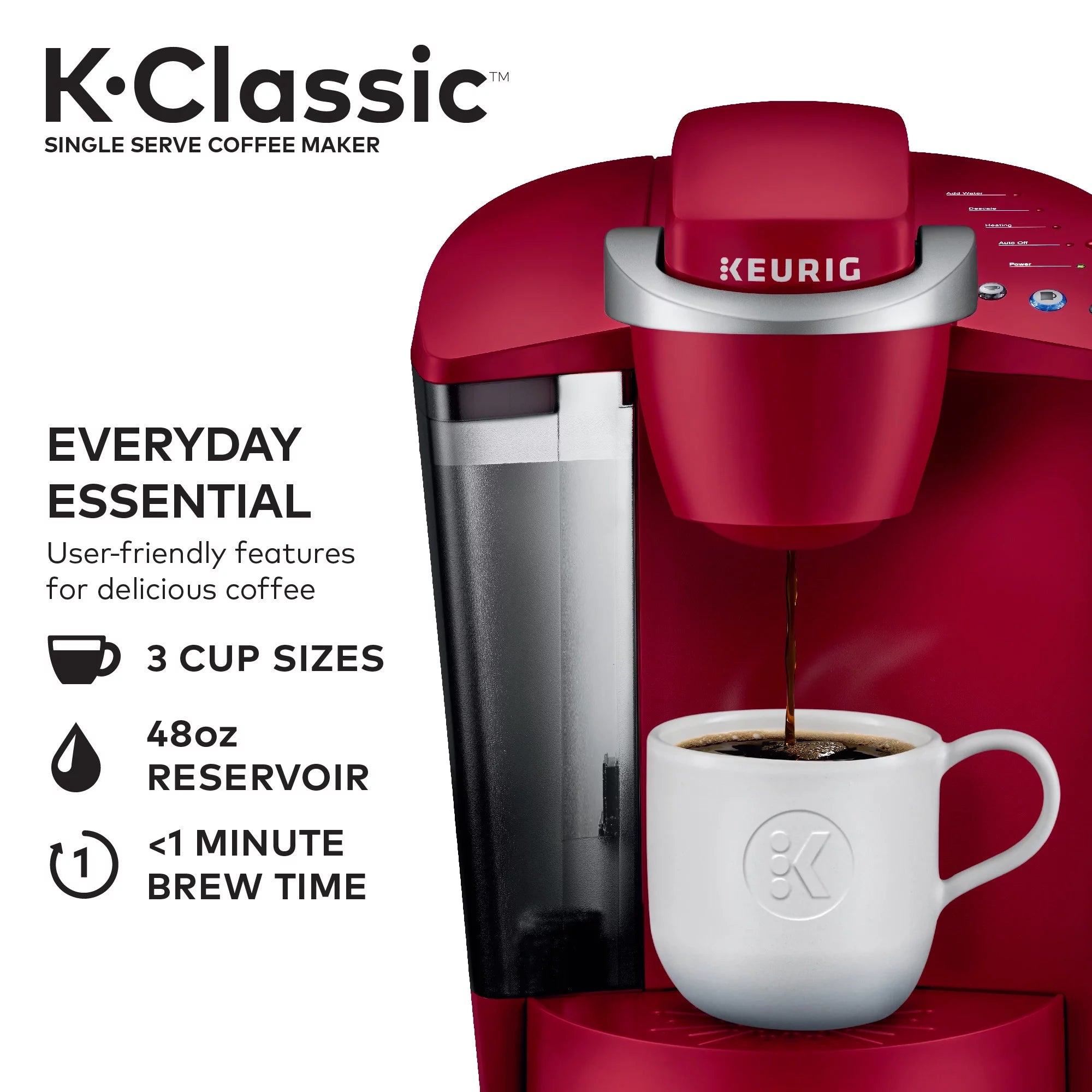 Keurig K-Classic Single Serve K-Cup Pod Coffee Maker, Black Q868