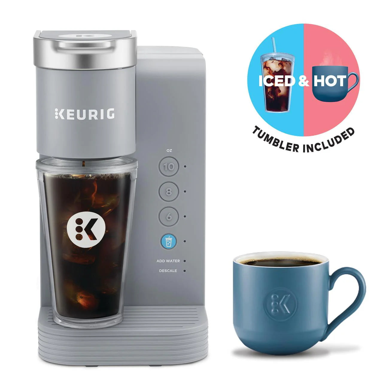 Keurig K-Iced Essentials Gray Iced and Hot Single-Serve K-Cup Pod Coffee Maker S5122