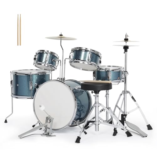 Ktaxon 5-Piece Junior Drum Set with Throne, Pedal & Drumsticks, Black Y61267