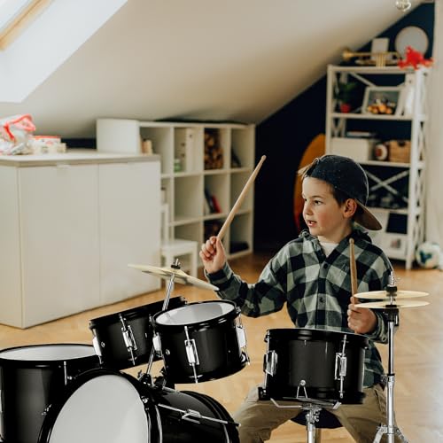 Ktaxon 5-Piece Junior Drum Set with Throne, Pedal & Drumsticks, Black Y61267