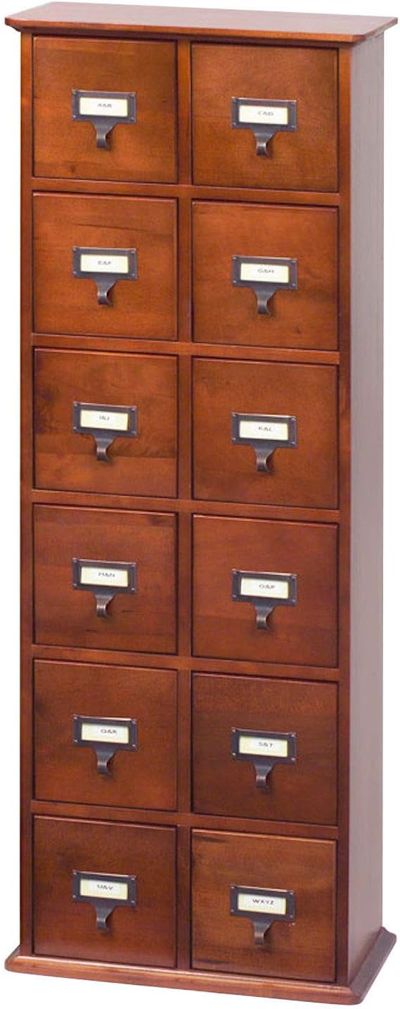 Leslie Dame Solid Oak 12-Drawer Media Cabinet, Cherry P8894