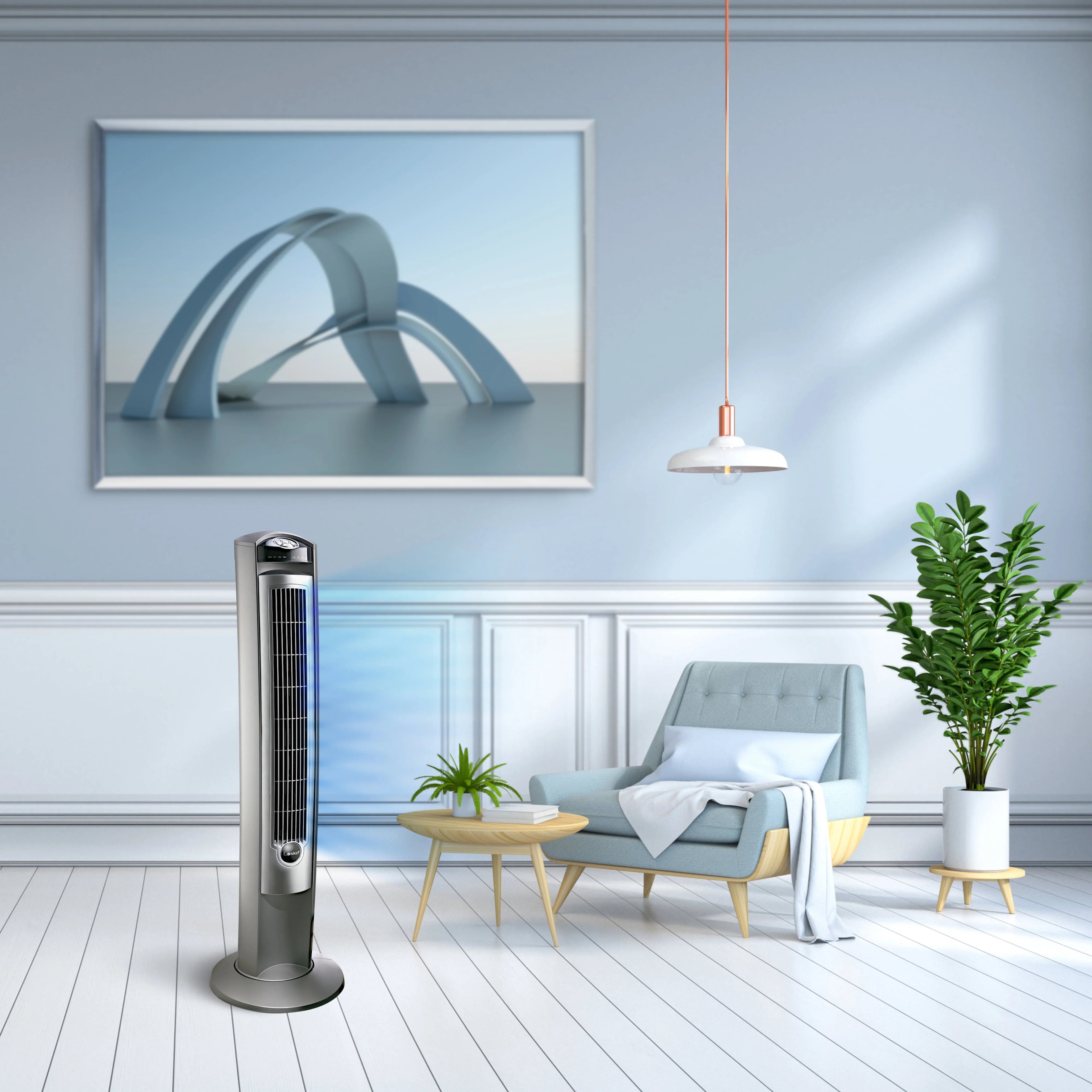 Lasko 42 Wind Curve Tower Fan with Remote, Gray/Brown U59088