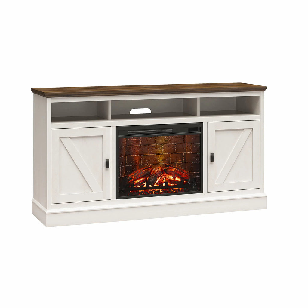 Ameriwood Home Ashton Lane Electric Fireplace TV Stand for TVs up to 65, Black Oak D206311