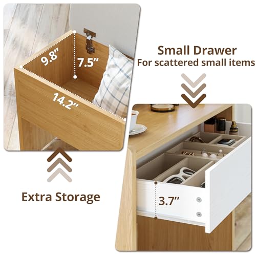 LIKIMIO Small Makeup Vanity Desk with Mirror and Lights, White S9485