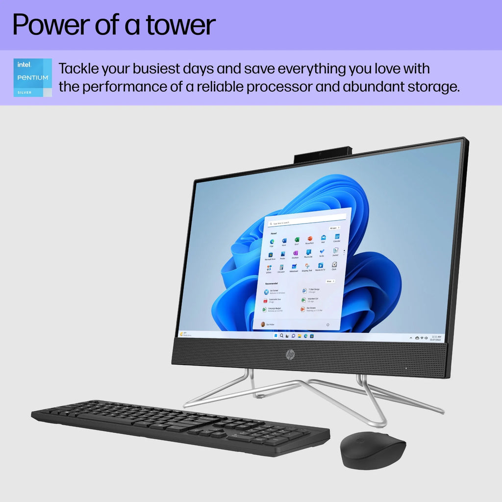 HP 21.5 All-in-One PC, Intel Pentium, 8GB RAM, 128GB SSD, Windows 11 Home, White O9382
