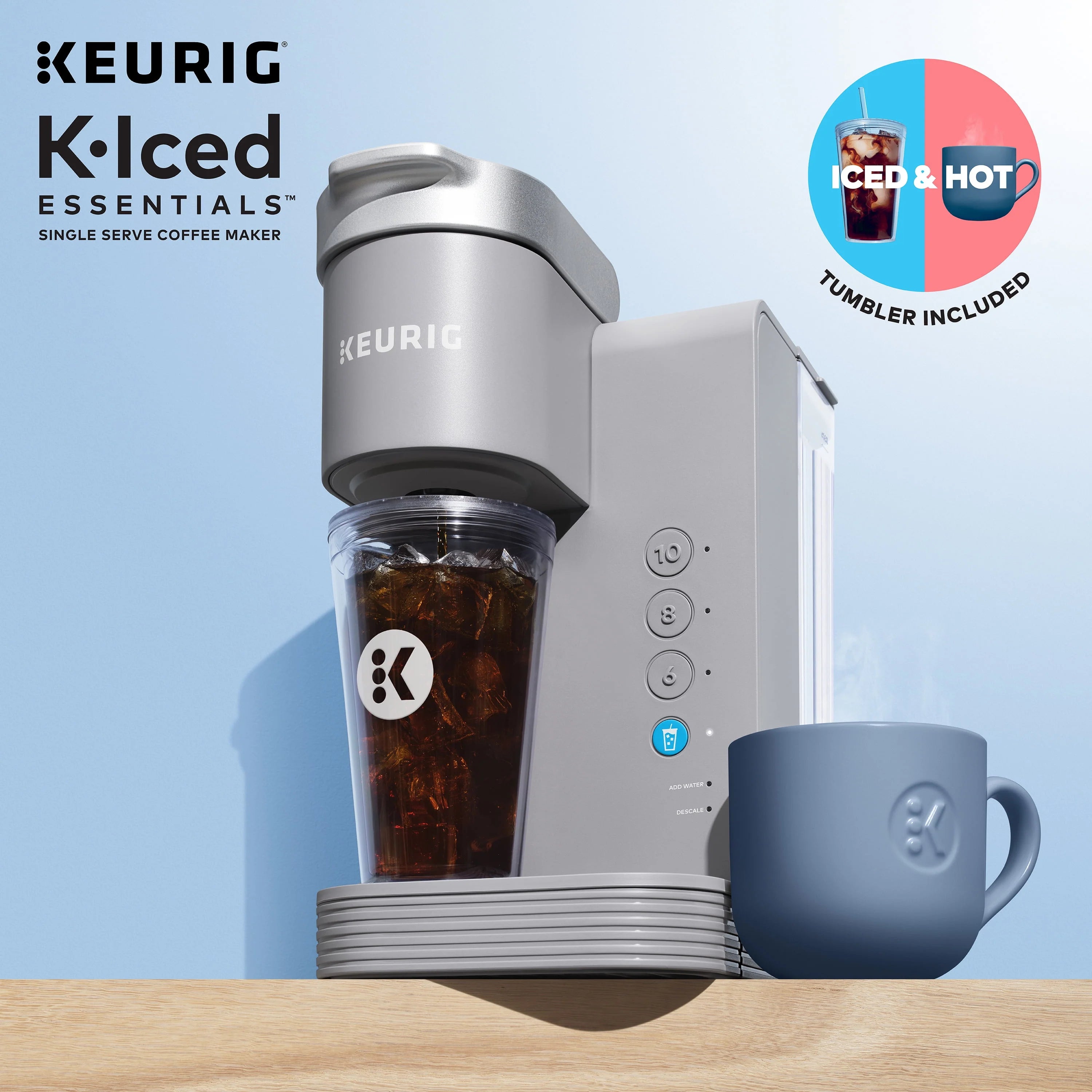 Keurig K-Iced Essentials Gray Iced and Hot Single-Serve K-Cup Pod Coffee Maker S5122