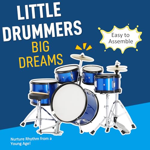 Ktaxon 5-Piece Junior Drum Set with Throne, Pedal & Drumsticks, Black Y61267
