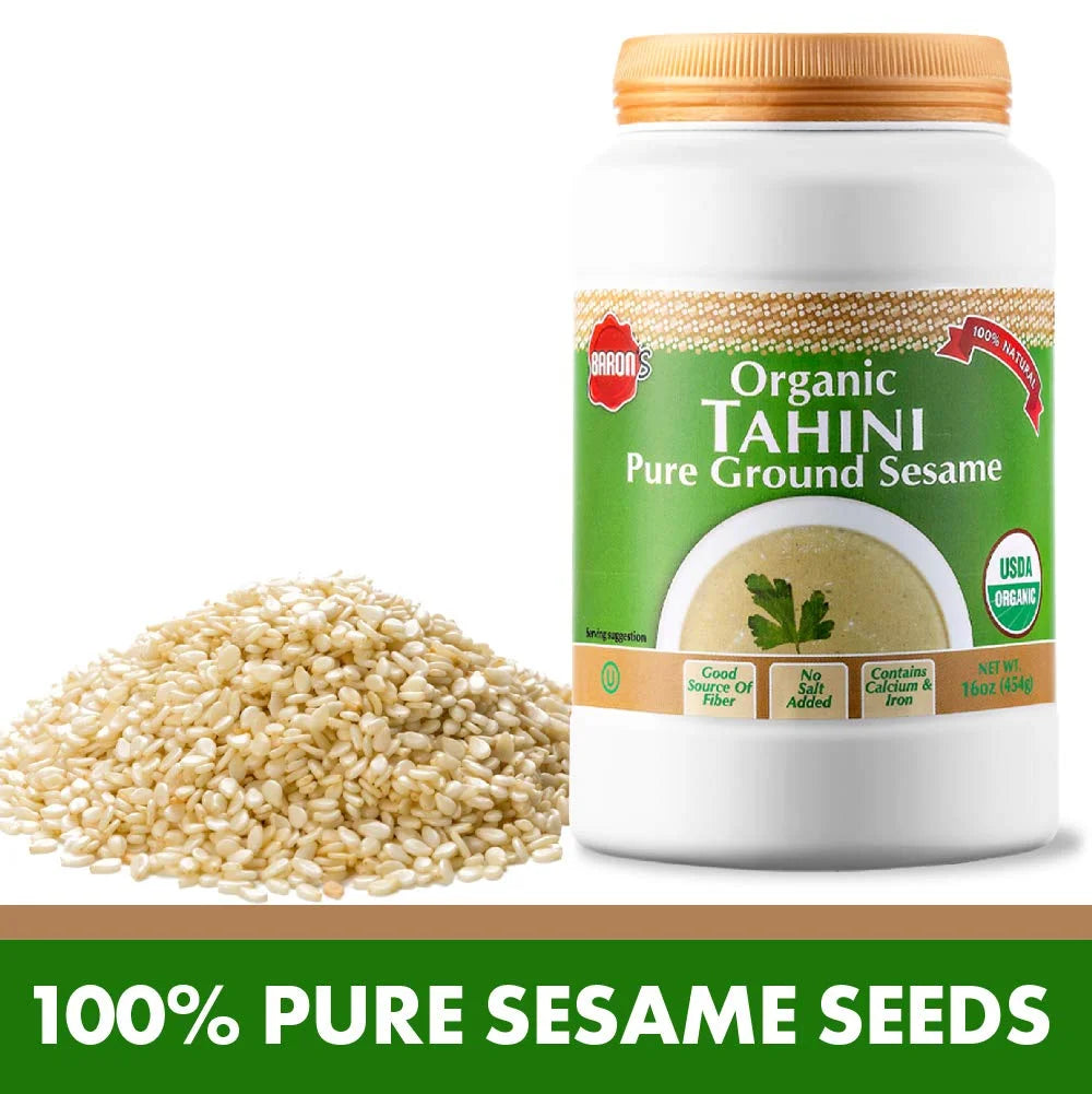 Baron's Organic Pure Tahini Sesame Paste 16oz (12 Pack) W5771
