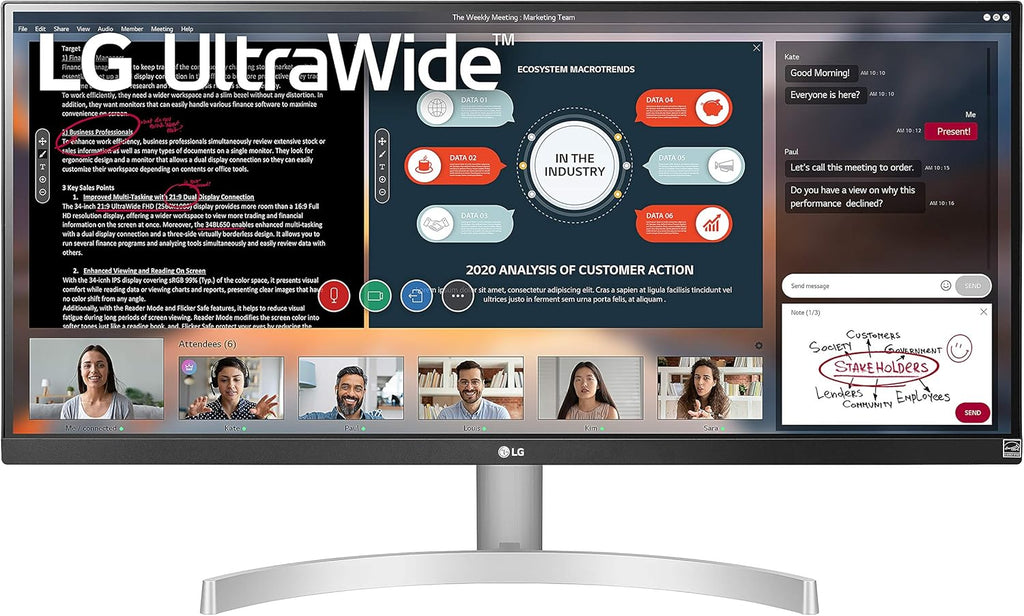 LG 29WN600-W 29" 21:9 UltraWide WFHD IPS HDR10 Monitor with FreeSync, Silver