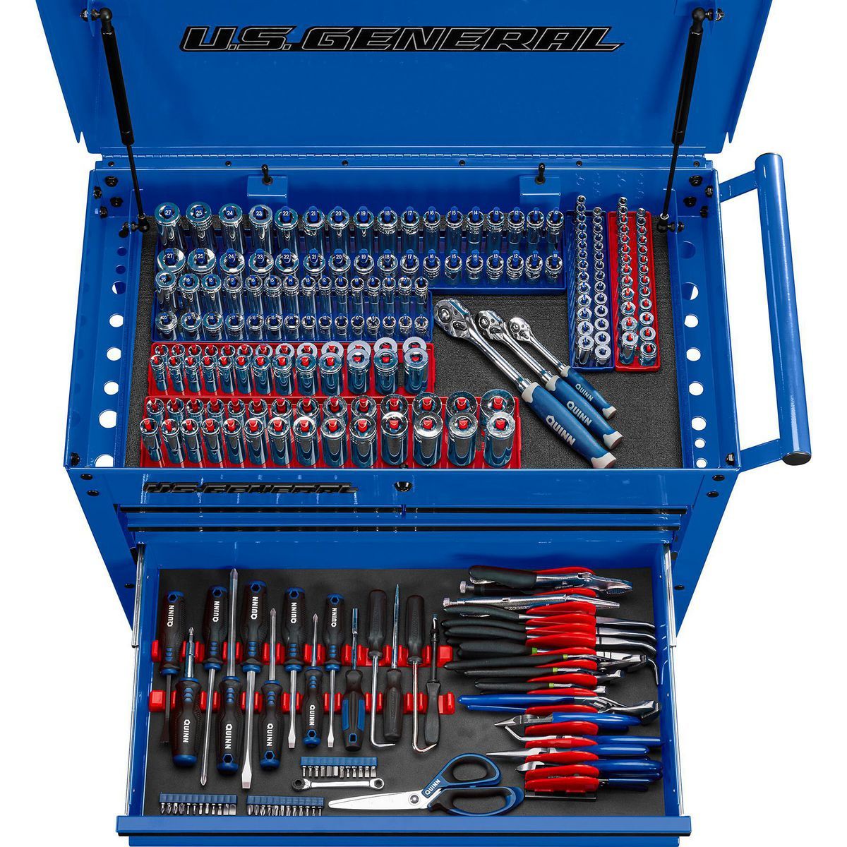 U.S. GENERAL 30 in. 4-Drawer Tech Cart, Red Y546116