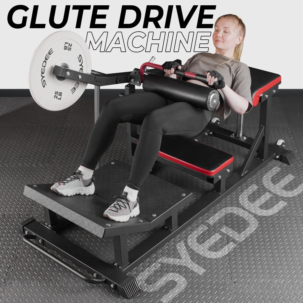 syedee Glute Bridge Machine, Heavy Duty Plate-Loaded Hip Thrust, Red J397479