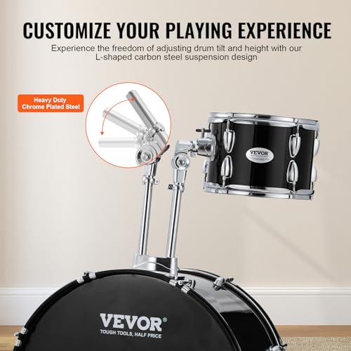 VEVOR Adult 5-Piece Drum Set, 22 Inch Full Size Kit, Black L366261