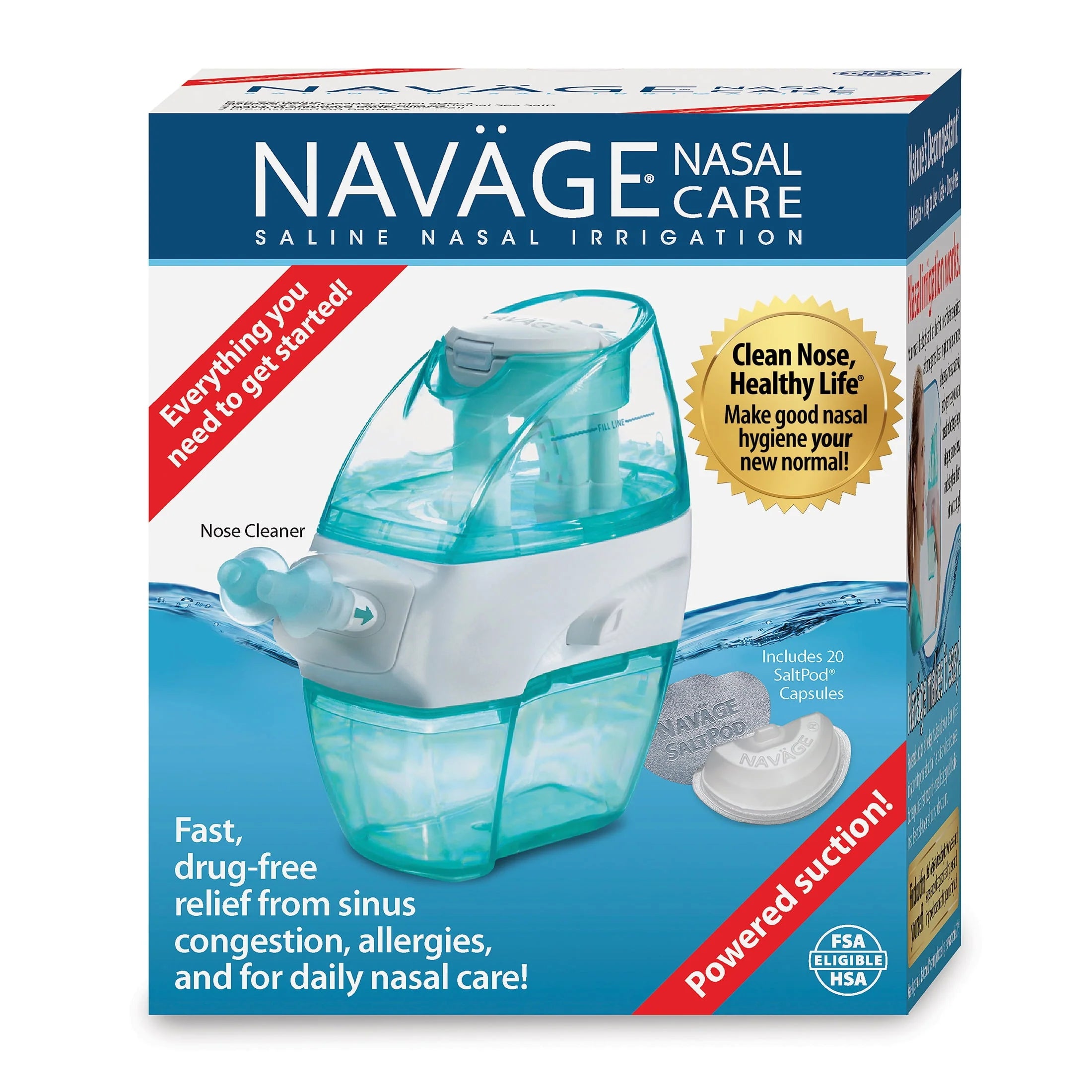 Navage Nasal Care Starter Bundle Nose Cleaner with 30 SaltPods O6887