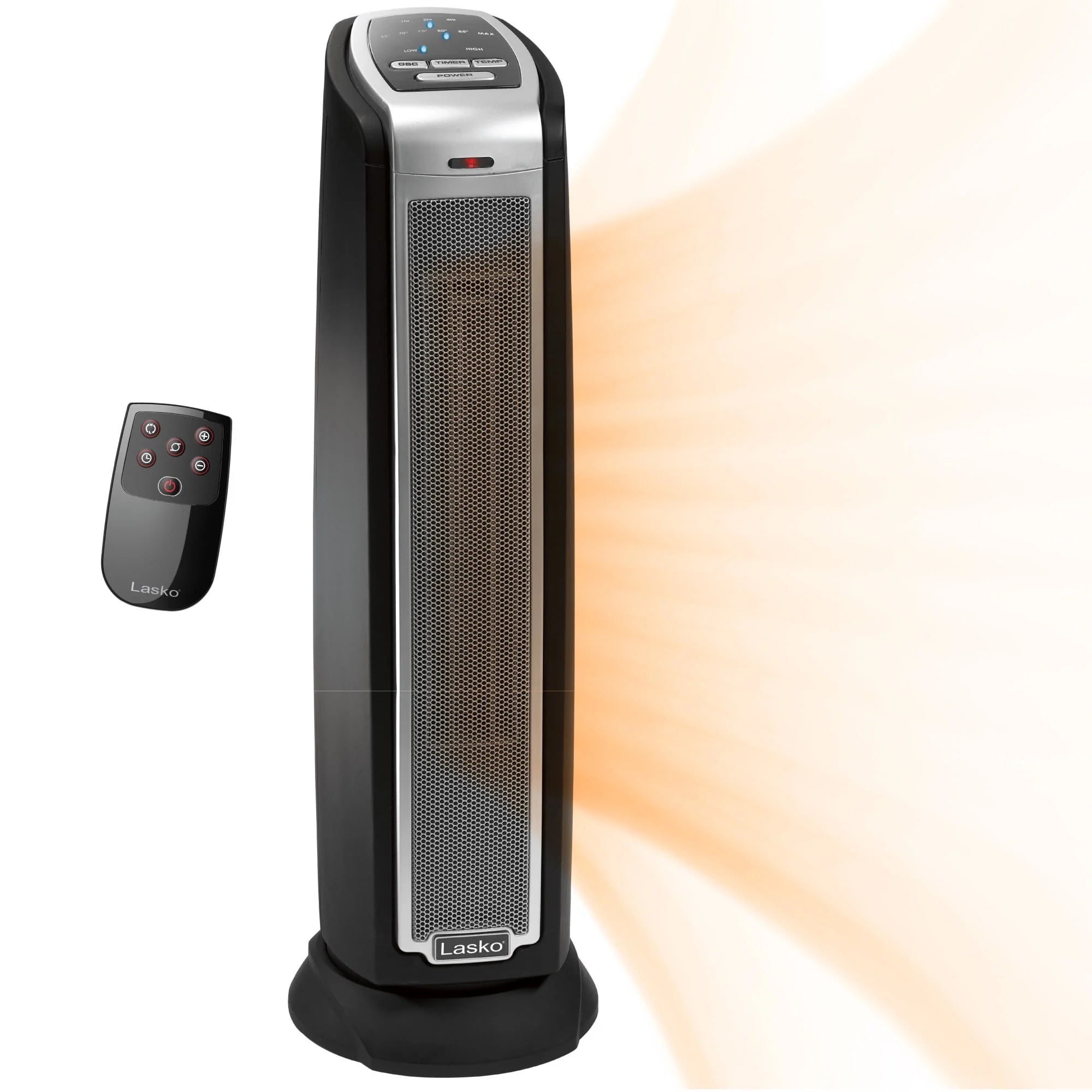 Lasko 22.5 1500W Oscillating Ceramic Tower Electric Space Heater, with Timer, White, 5775, New
