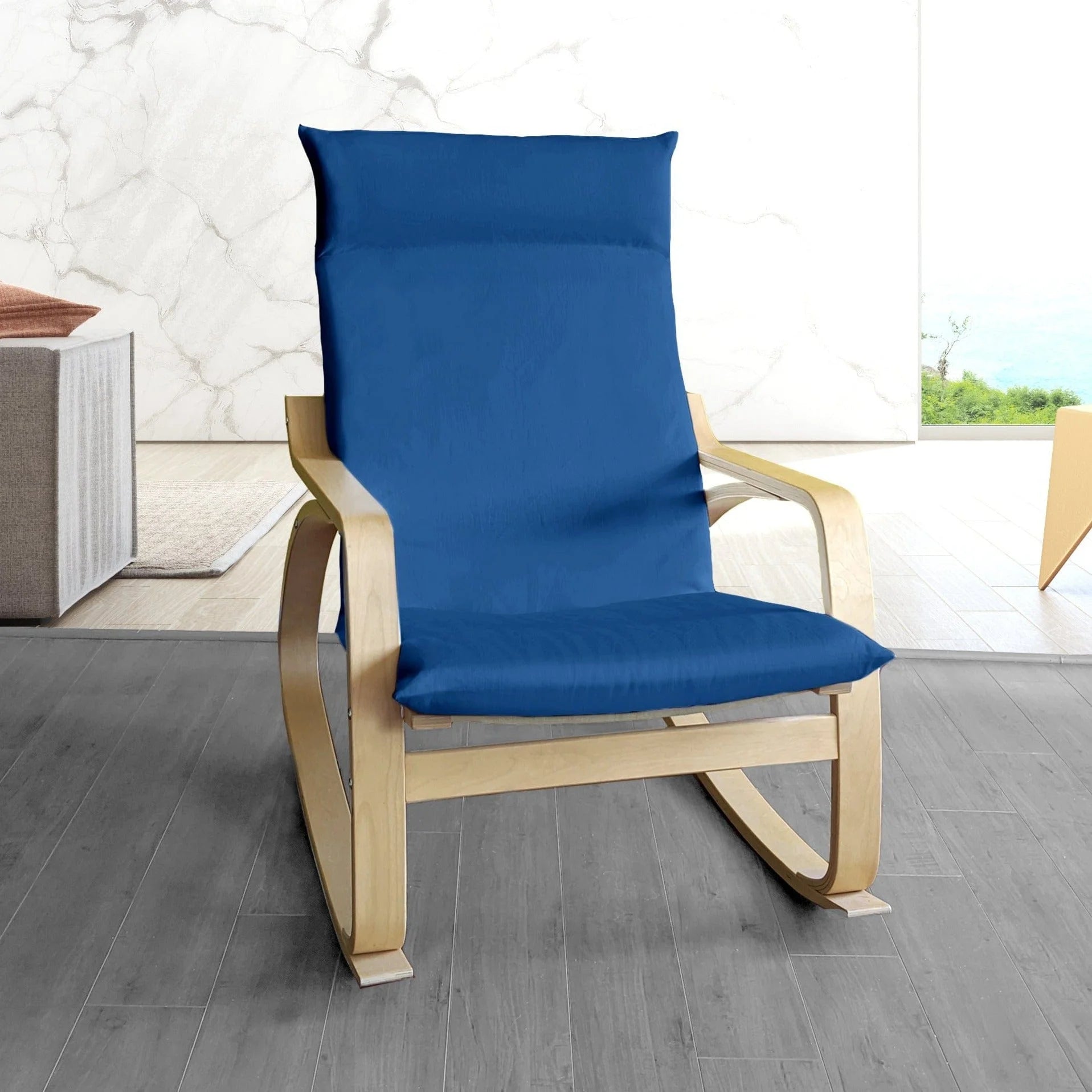 Velvet Navy Blue Chair and Ottoman Covers for IKEA Poang Q880