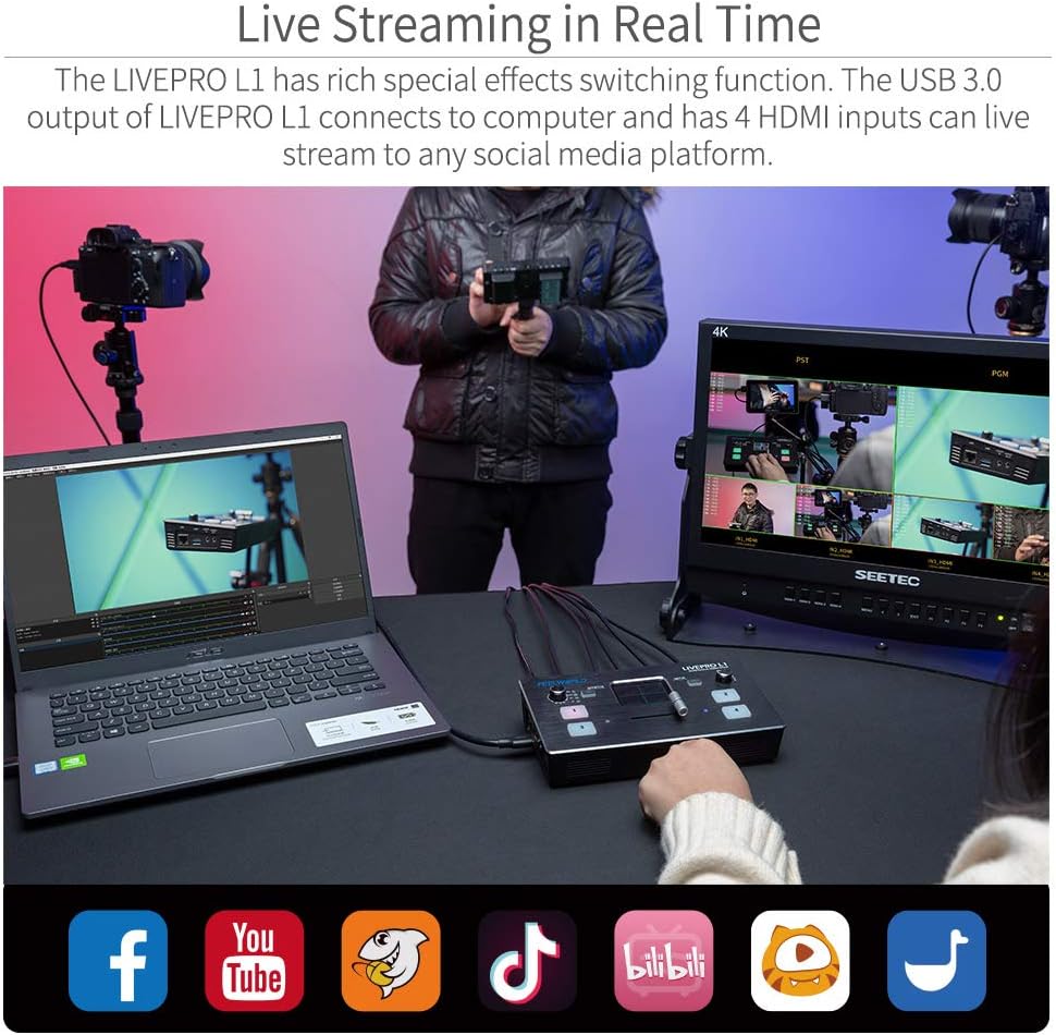 FEELWORLD LIVEPRO L1 4x HDMI Video Mixer Switcher USB 3.0 V32402