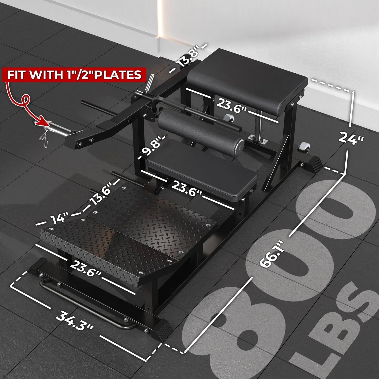 syedee Glute Bridge Machine, Heavy Duty Plate-Loaded Hip Thrust, Red J397479