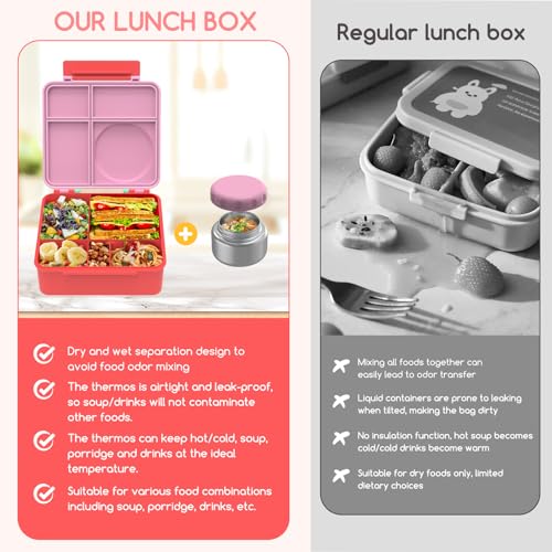 Bento Box for Kids - Leak-Proof Lunch Box with Insulated Thermos Food Jar, Blue O585527