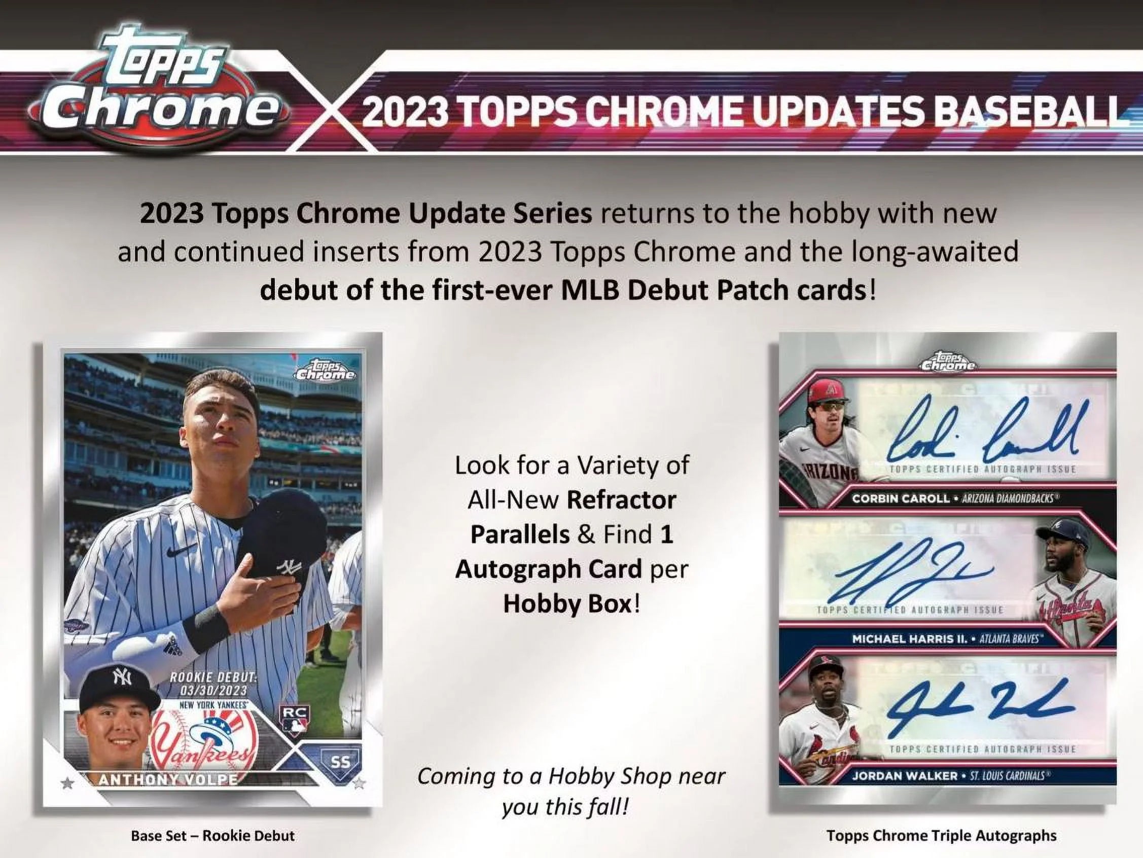 MLB 2023 Chrome Update Series Baseball Trading Card Hobby Box F996151