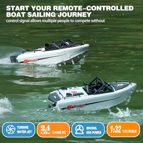RC Boat with Turbine Water Jet, 2.4GHz Remote Control, 1:12 Scale Model Ship E37713