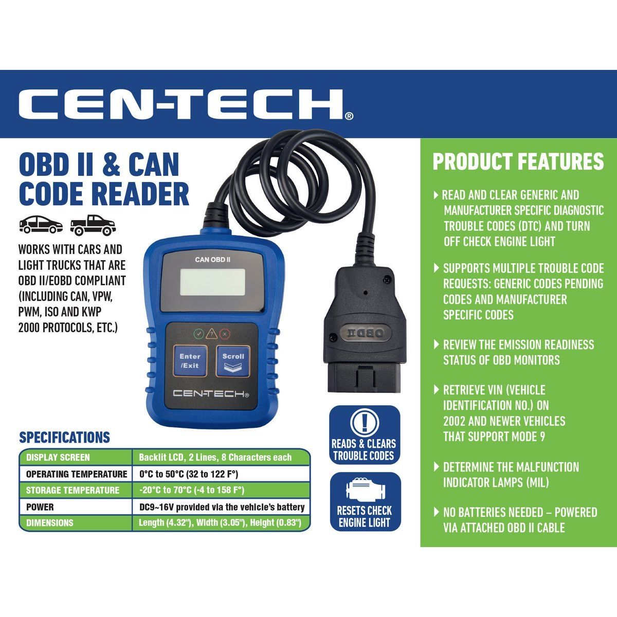 CEN-TECH OBD2 Code Reader A94509