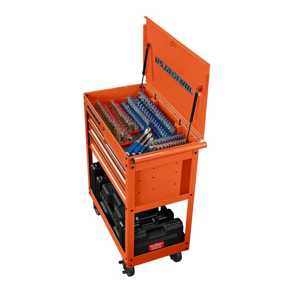 U.S. GENERAL 30 in. 4-Drawer Tech Cart, Red Y546116