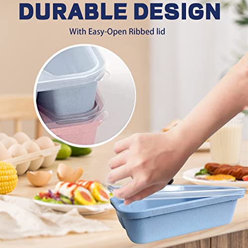 8 Pack Bento Box, Wheat Straw Lunch Containers, Microwave & Dishwasher Safe U8548