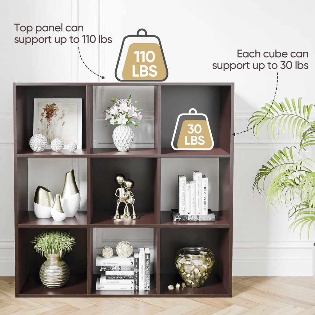 HomGarden 3-Tier 9 Cube Storage Organizer Wood Bookcase Cabinet Black A19933