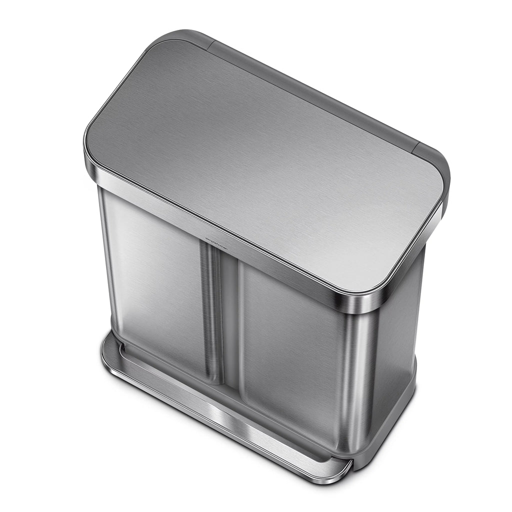 simplehuman 58 Liter Dual Compartment Recycler Kitchen Step Trash Can J29654