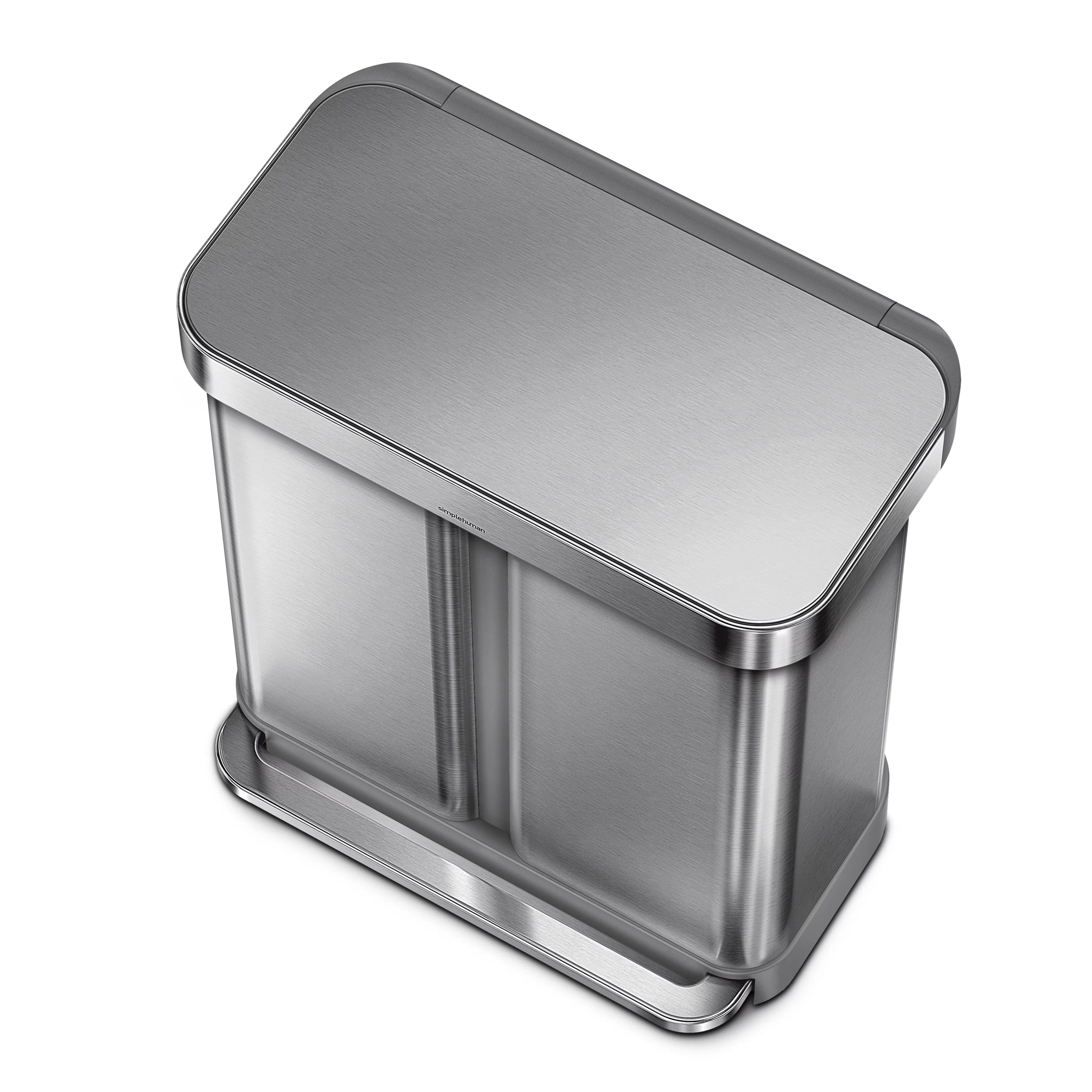 simplehuman 58 Liter Dual Compartment Recycler Kitchen Step Trash Can J29654