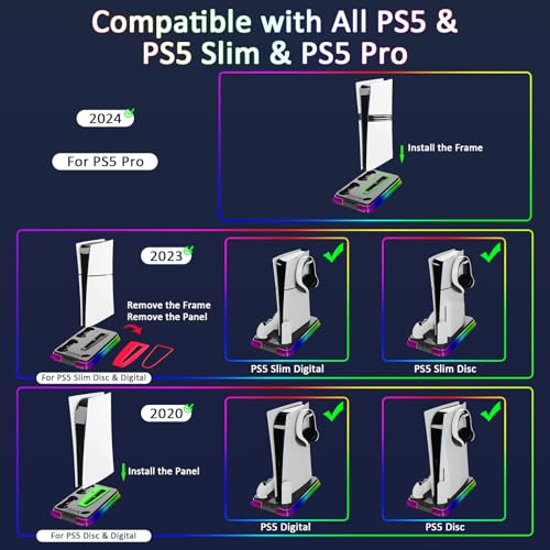 PS5 Stand and Cooling Station with LED Controller Charger for PlayStation 5 X4200