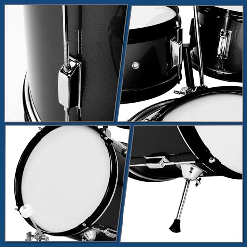 Ktaxon 5-Piece Junior Drum Set with Throne, Pedal & Drumsticks, Black Y61267