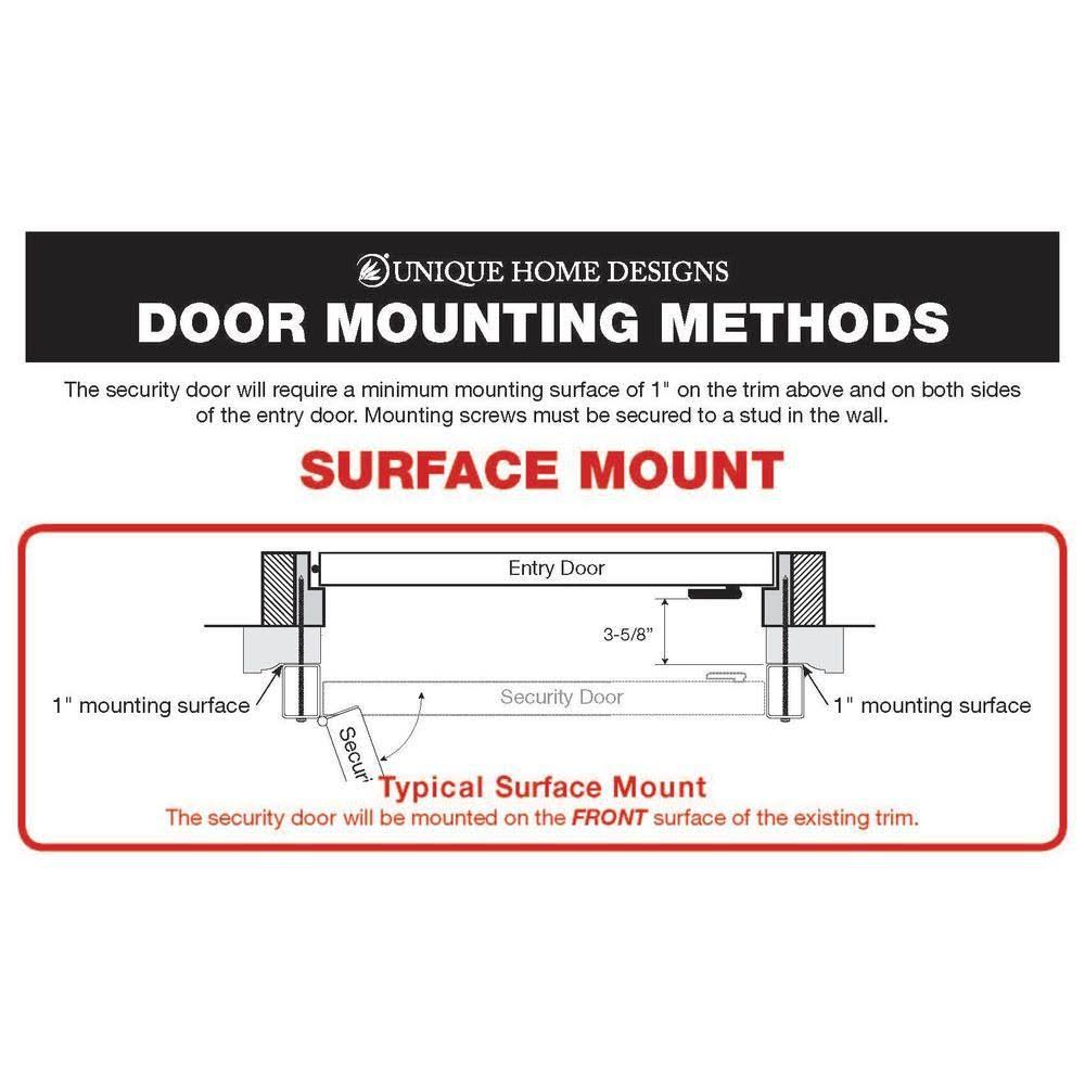 Unique Home Designs 36x80 in. Meridian Silverado Surface Mount Outswing Steel Security Door with Fine-grid Mesh M4597