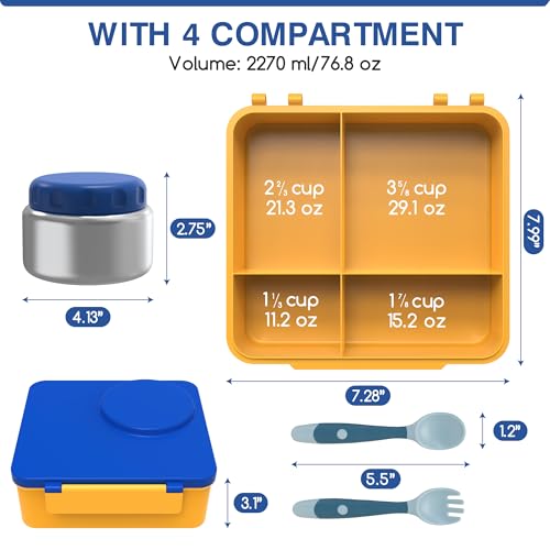 Bento Box for Kids - Leak-Proof Lunch Box with Insulated Thermos Food Jar, Blue O585527