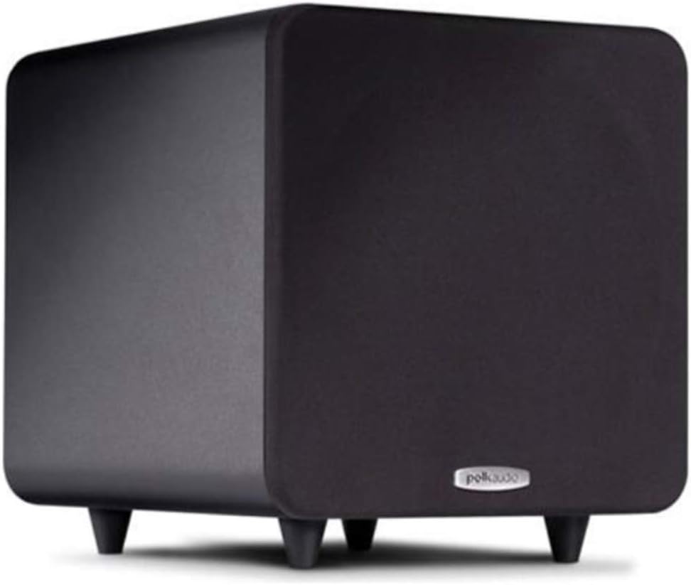 Polk Audio PSW111 8" Powered Subwoofer - Power Port Technology | Up to 300 Watt Amp | Big Bass in Compact Size | Easy Setup with Home Theater Systems Black