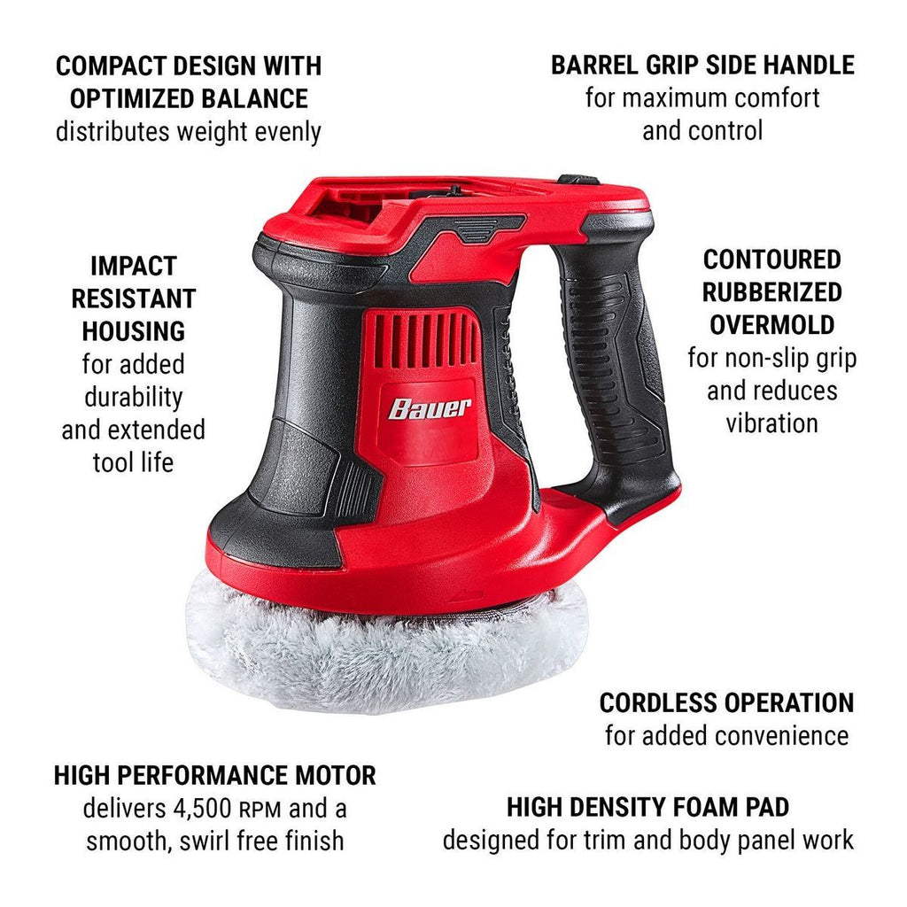 BAUER 20V Cordless 6 in. Compact Orbital Polisher/Buffer Tool Only V629