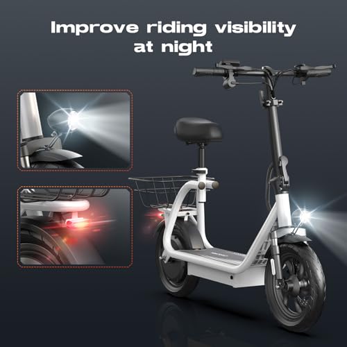Caroma Peak Electric Scooter with Seat, LED Display, 12" Tires R874513